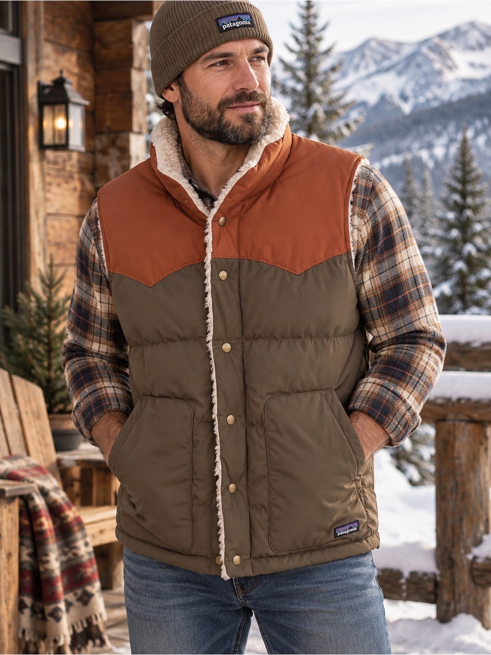 Patagonia Reversible Bivy Down Vest NWT Men’s Medium Sherpa